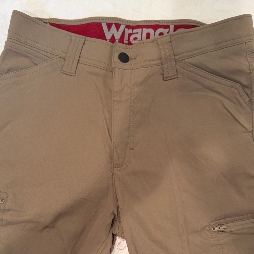 Wrangler Tan Carpenter Pants with Red Waistband